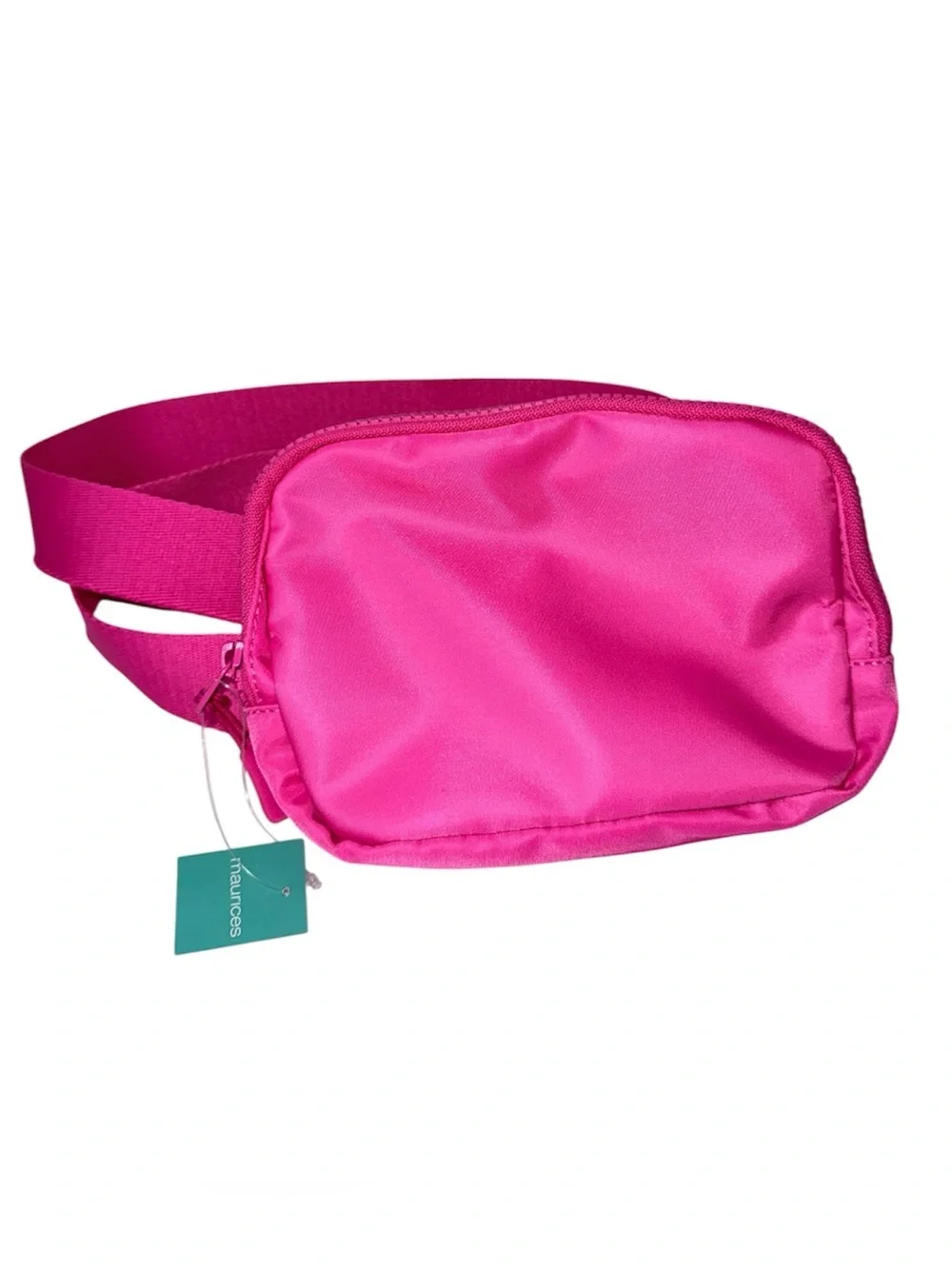 Maurices Solid Neon Pink Crossbody Belt Bag Canvas Buckle Closure NWT New